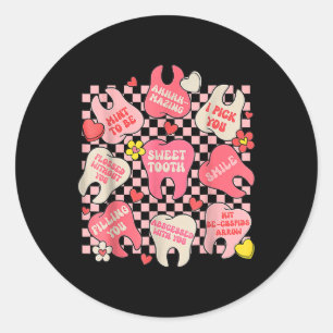 Tandheelkundige Valentijnsdag Schattige Tanden Knu Ronde Sticker
