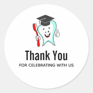 Tandheelkundige zorg Gelukkige Tand Graduation Cap Ronde Sticker