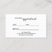 Tandheelkundige zorg Tand Logo Plain Black Tandart Afsprakenkaartje (Achterkant)