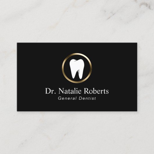 Tandheelkundige zorg Tand Logo Plain Black Tandart Afsprakenkaartje (Voorkant)