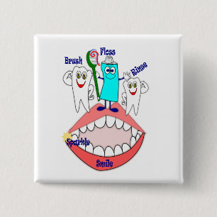 Tandhygiëne Promotie Knop Vierkante Button 5,1 Cm