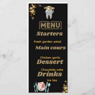 Tandhygiënist Afstudeer Menu Kaart | Zwart & Goud