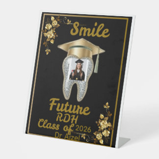 Tandhygiënist Afstudeerfoto Booth Bord | Zwart Reclamebord Met Voetstuk