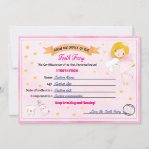 Tandijcertificaat Verloren tand-ontvangstbewijs Kaart