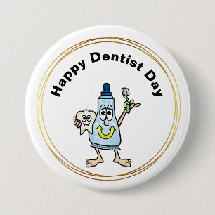 Tandpasta en tand Dentist Day Button of Nametag