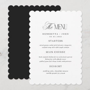 Tandrand Zwarte en Witte Trouw Menu Kaart