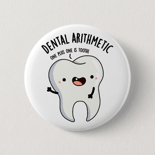 Tandrekenkunde Grappige Tand Pun Ronde Button 5,7 Cm (Voorkant)