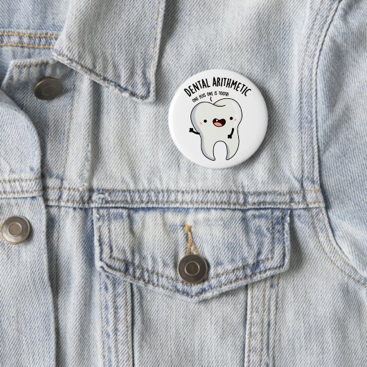 Tandrekenkunde Grappige Tand Pun Ronde Button 5,7 Cm (In situ)
