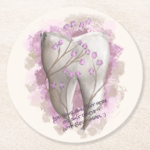 Tandschilderij. Tandarts, Tandartsassistent Sjablo Ronde Kartonnen Onderzetter