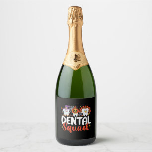 Tandtandtandtandheelkundige Thanksgiving Halloween Sparkling Wijnetiket