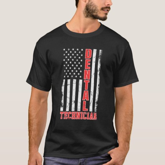 tandtechnicus ons Amerikaanse vlaggestaat Tech de T-shirt (Voorkant)