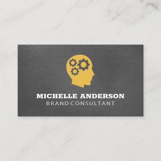 Tandwielen in het hoofdpictogram | Elegant Visitek Visitekaartje (Voorkant)