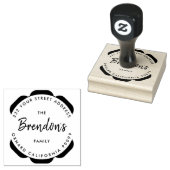Tandwielsymbool Circle-Custom familienaam Rubberstempel (Gestempeld)