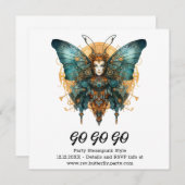 Tandwielvlinder Steampunk Bruiloft Aankondiging (Voorkant / Achterkant)