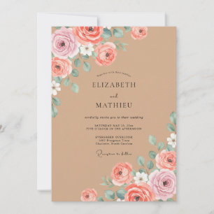 Tane Blush Ranunculus Eucalyptus Bruiloft Kaart