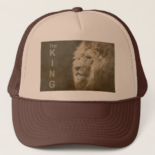 Tane en bruine Pop Art Leeuwenkop Witte Elegante Trucker Pet