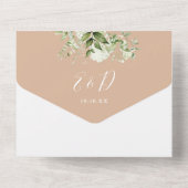 Tane Florale Groene Script Trouwfoto All In One Uitnodiging (Achterkant)