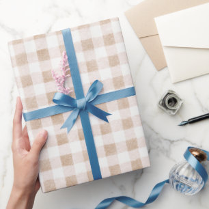 Tane Roze Crème Geruite Strepen Bruidsdouche Cadeaupapier