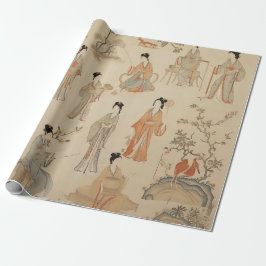 Tang Dynasty Handmaidens Gift Wrap Cadeaupapier