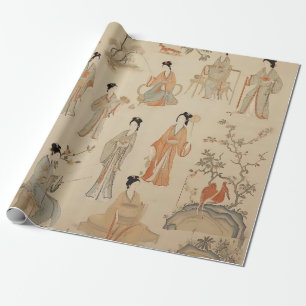 Tang Dynasty Handmaidens Gift Wrap Cadeaupapier