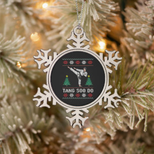 Tang Soo Do Kerstmis Horrort-shirt Martial Arts Tin Sneeuwvlok Ornament