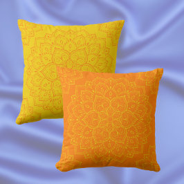 Tangelo Oranje en Empire Yellow Boho Mandala Kussen