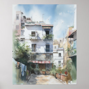 Tanger Maroc Aquarelle Art Imprimer Poster