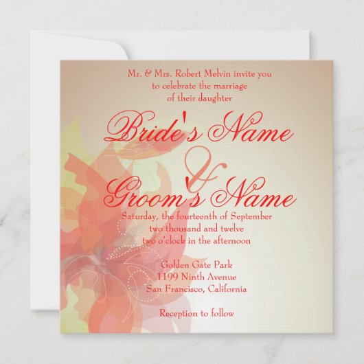 Tangerine Abstracte Floral Kaart (Voorkant)