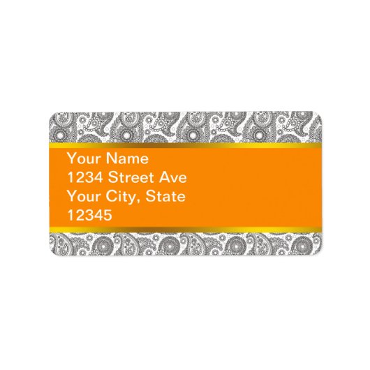 Tangerine Black Paisley Etiket (Voorkant)