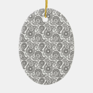 Tangerine Black Paisley Keramisch Ornament