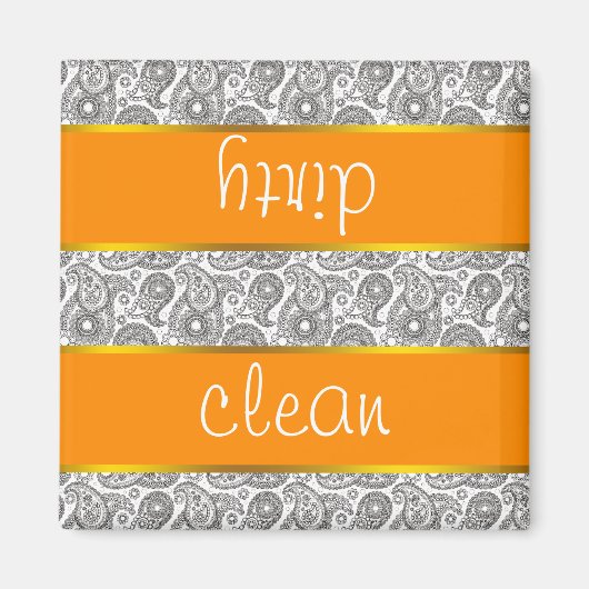 Tangerine Black Paisley Magneet (Voorkant)