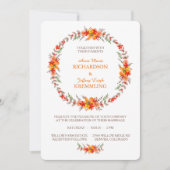 Tangerine Boho Floral Wreath Modern Wedding Kaart (Voorkant)