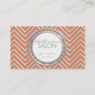 Tangerine - Chevron Pattern Modern Stripe Zig Zag Visitekaartje