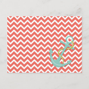 Tangerine Chevron Zigzag Blauwgroen Anchor All-Occ Briefkaart