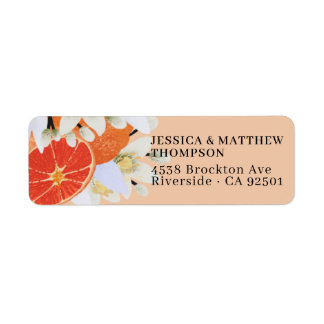 Tangerine Citrus Blooming Branch Floral Oranje Etiket