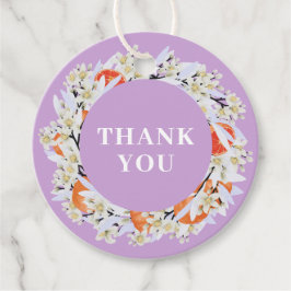 Tangerine Citrus Blooming Branches met grote Flora Bedankjes Labels