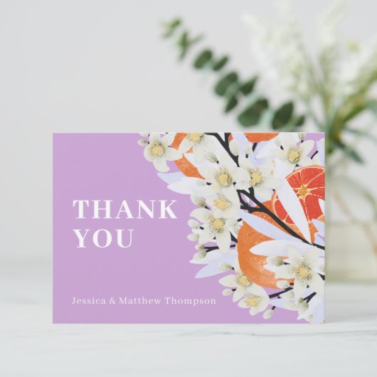 Tangerine Citrus Blooming Branches met grote Flora Bedankkaart (Staand voorkant)