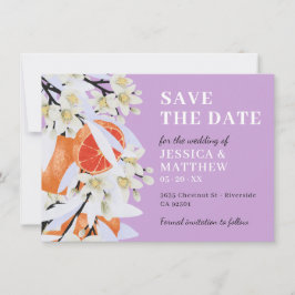 Tangerine Citrus Blooming Branches met grote Flora Save The Date