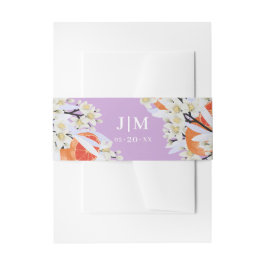 Tangerine Citrus Blooming Branches met grote Flora Uitnodigingen Wikkel