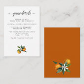 Tangerine Citrus BRUILOFT Details Accommodatie Informatiekaartje (Voorkant / Achterkant)