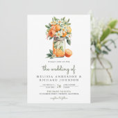 Tangerine Citrus Oranje Muurpot QR Code Trouwen Kaart (Staand voorkant)