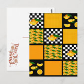 Tangerine en geruite patchwork briefkaart (Voorkant / Achterkant)