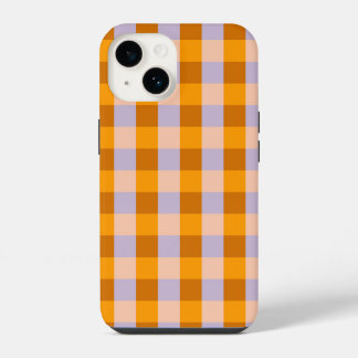 Tangerine en lavendel geruite ruiten iPhone 14 hoesje