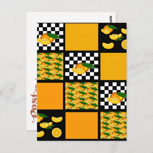 Tangerine en Plaid Patchwork Briefkaart (Voorkant / Achterkant)