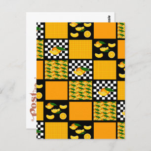 Tangerine en Plaid Patchwork Briefkaart
