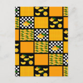 Tangerine en Plaid Patchwork Briefkaart (Voorkant)