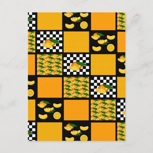 Tangerine en Plaid Patchwork Briefkaart (Voorkant)