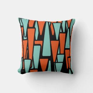 Tangerine en Turquoise kussen abstract ontwerp