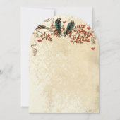 Tangerine Fall Leaves  Bird Wedding Invite Kaart (Achterkant)