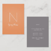 Tangerine Fancy verdoving en monogrammen Visitekaartje (Voorkant / Achterkant)